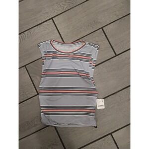 Free People Rainbow Stripe Athletic Tank Top XS Drawstring Hem‎